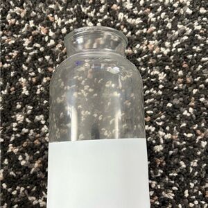 Clear Glass Vase with White Base